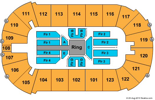 how close to the ring are this seats in real life to a wwe farm show large arena seating chart